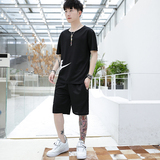 夏季新款韩版t恤短袖男两件套男士运动服男式休闲运动套装男潮，男装休闲套装，星座1712-1