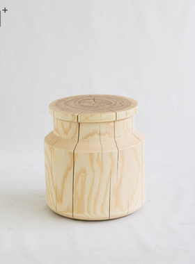 白蜡木实木凳子 Secchio Latte Table 自然开裂牛奶桶边几时尚