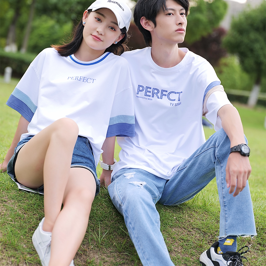 夏季情侣装夏装超火小众套装不撞款2025新款高级感情侣短袖t恤女