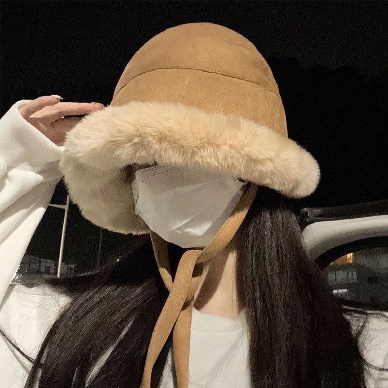 女秋冬雷锋帽韩版户外骑行季防寒保暖加厚包头帽大头围包包两用