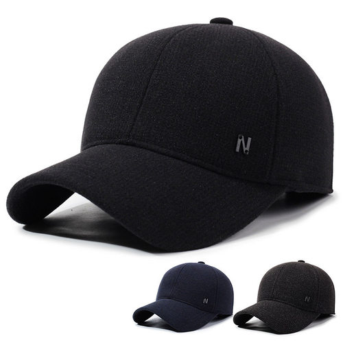 男士帽子秋冬款中老年加厚护耳保暖鸭舌帽户外毛呢防寒爸爸棉