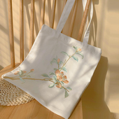 刺绣帆布包2025新款 国风大容量女大学生上课通勤手提袋文创帆布包