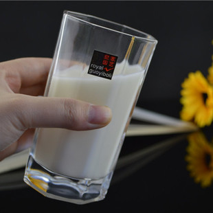 220ML透明玻璃八角杯果汁饮料牛奶咖啡豆浆杯酒吧店KTV餐杯漱口杯