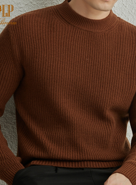 LP正品鄂尔多斯市产100%纯山羊绒衫男圆领纯色七针加厚羊毛打底衫