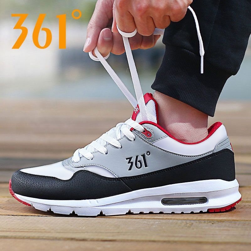 361气垫运动鞋男士2026春季新款网面男鞋361度皮面跑步鞋子休闲鞋