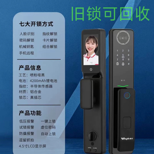惠氏1号指纹锁智能门锁密码锁家用门锁智能锁防盗门锁电子门锁