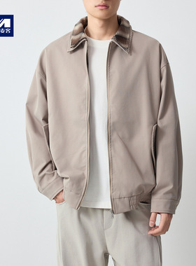 墨麦客男装高智通勤双层领夹克男2026春新款老钱风男士外套81572.