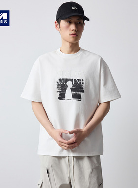 墨麦客美式休闲220g短袖t恤男2026夏季新款潮流印花男士T恤75295.