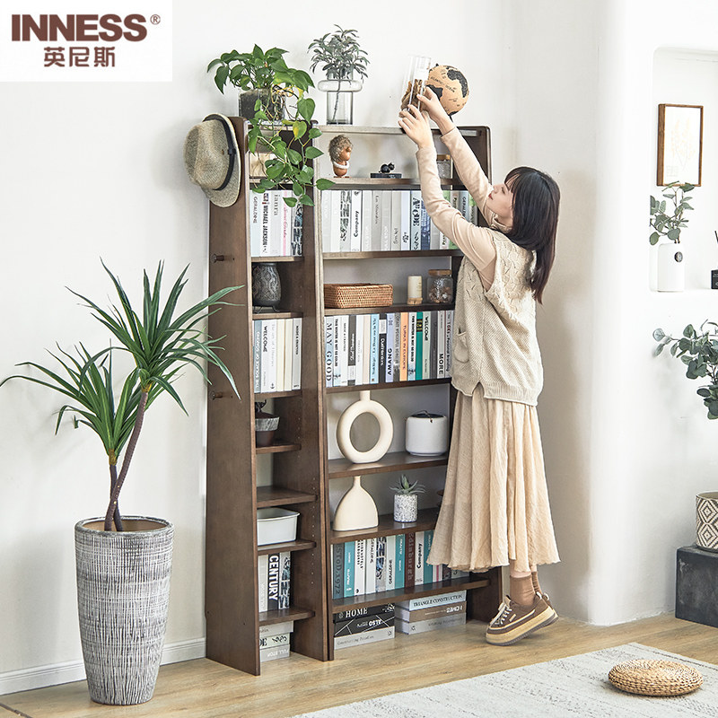 英尼斯 实木整墙书架 家用落地组合书柜多层置物架儿童学生收纳架