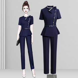 职业西装套装女夏季薄款短袖气质酒店前台工作装美容院导购工作服