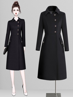 酒店前台大衣中长款职业毛呢外套女秋冬珠宝店案场客服呢子工作服