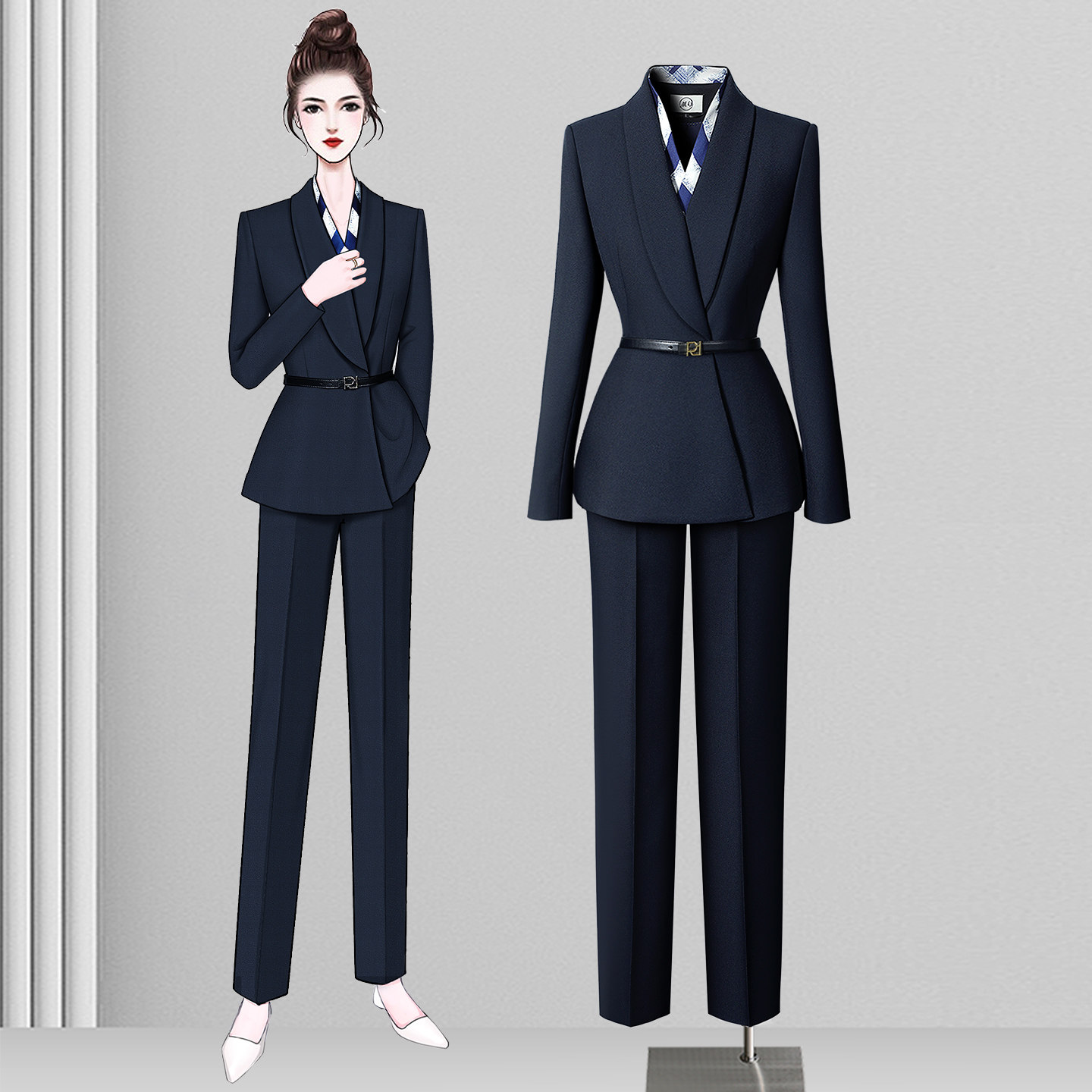 高级感西装套装女2026新款职业气质时尚干练物业客服珠宝店工作服