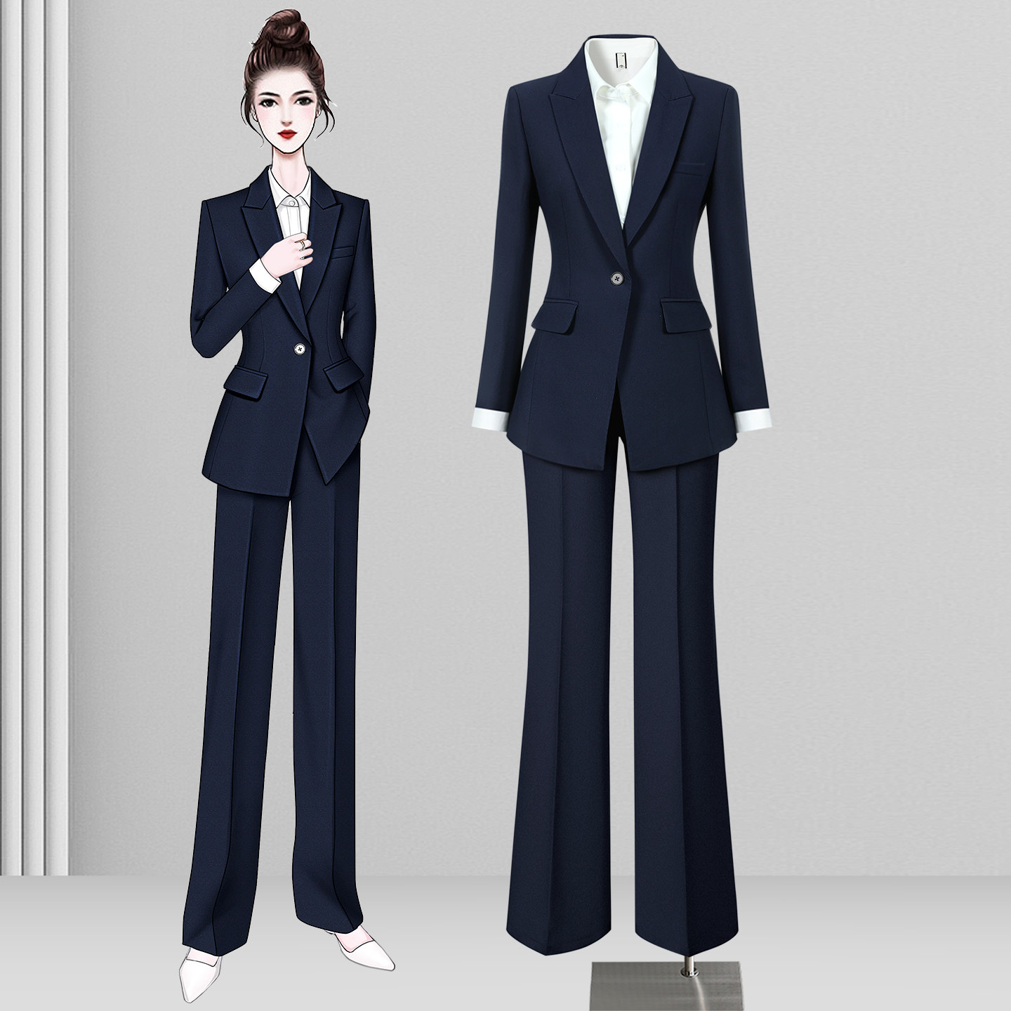 职业西装套装女春秋气质干练公考面试正装高端售楼部珠宝店工作服