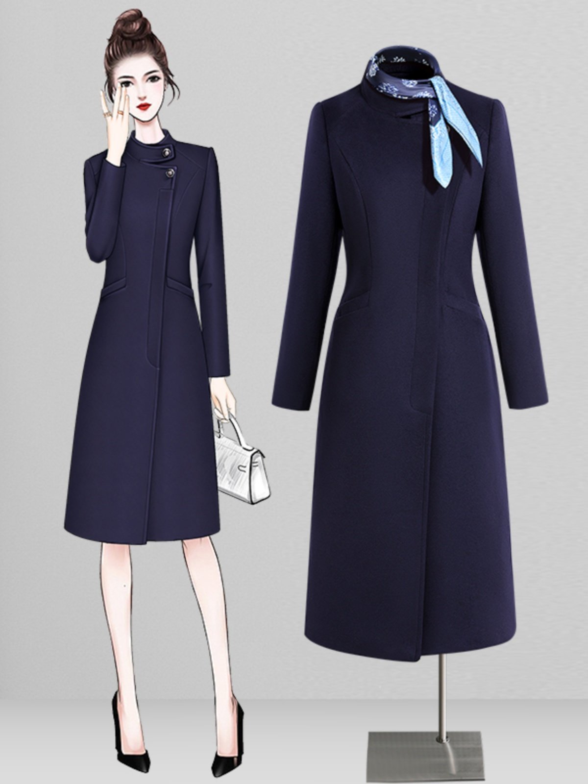 职业毛呢外套女秋冬加厚中长款修身空姐呢子工装大衣售楼部工作服,模玩/动漫/周边/娃圈三坑/桌游,Cosplay女装/cos女装,淘宝优惠券,粉丝福利购,淘宝优惠卷