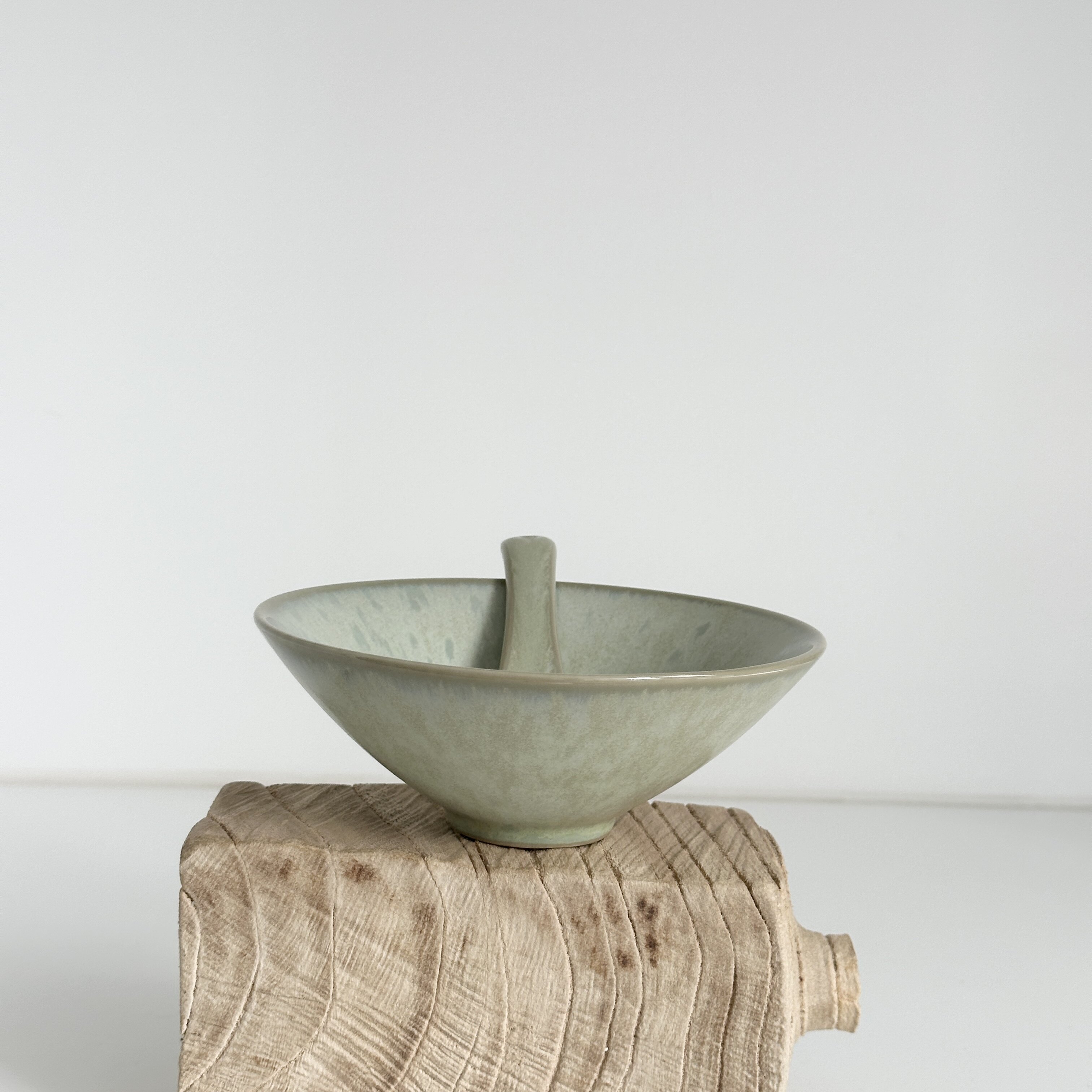 生活构思 青釉窑变陶斗笠碗 孤品纹理茶盏米饭碗 140mm