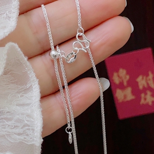 足银999纯银爱心项链女肖邦链爱心尾链可调节锁骨链基础链素链礼