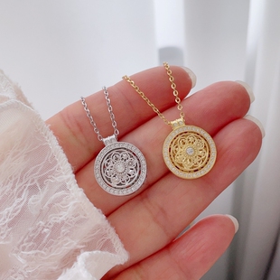 999纯银八宝罗盘项链女时来运转吊坠锁骨链女新中式国风女友礼物