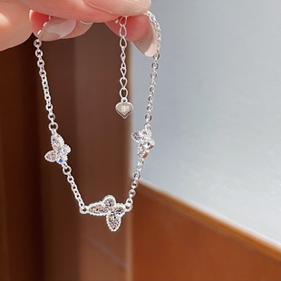 足银999纯银碎冰冰蝴蝶手链女碎银子手链新中式国风女友情人礼物