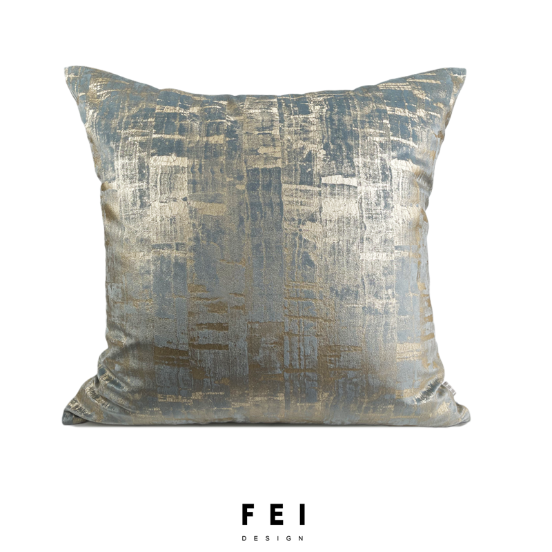 轻奢蓝色抱枕烫金品质靠垫现代简约轻奢靠包高级感样板房靠枕沙发
