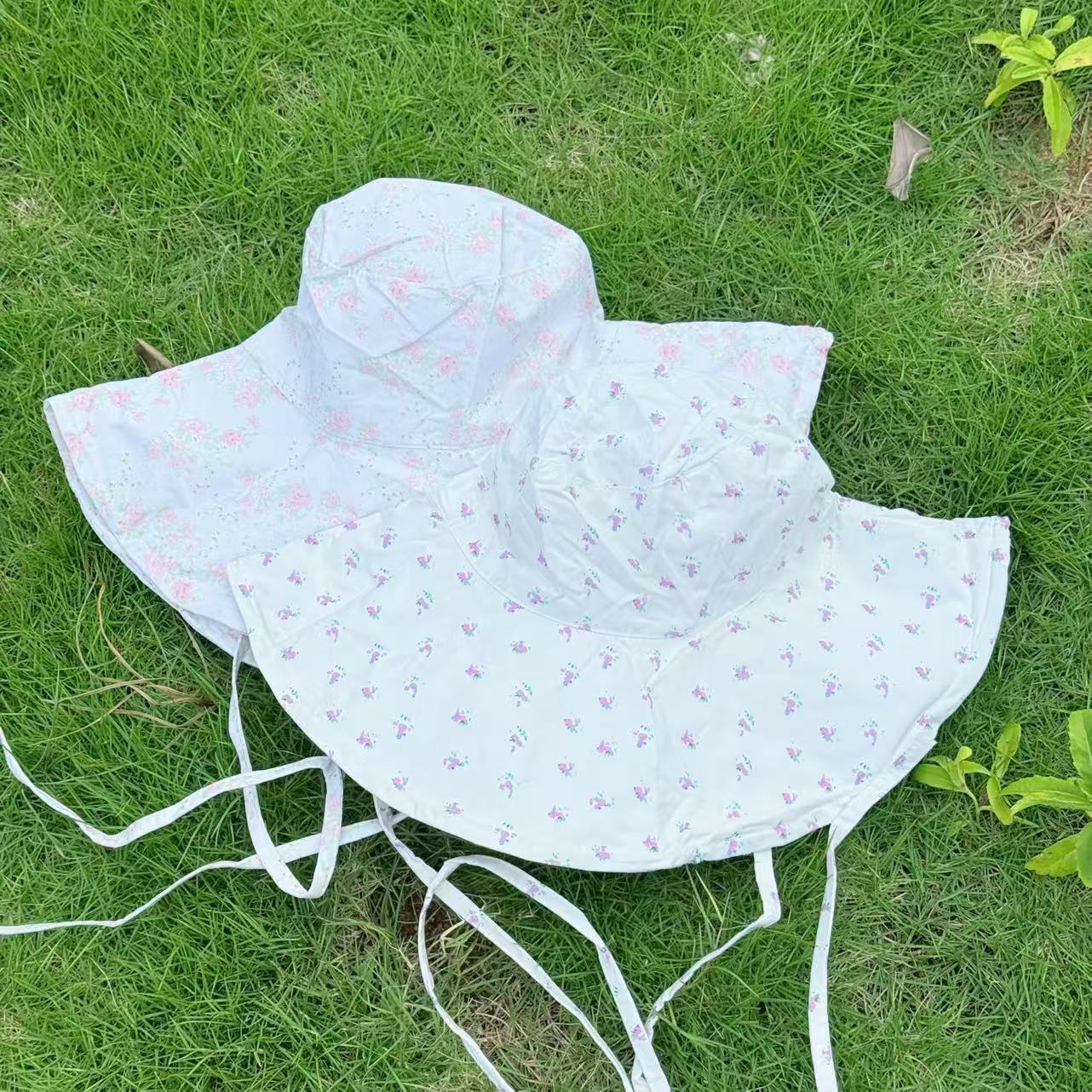韩版碎花甜美可爱渔夫帽女夏季出游遮阳防紫外线可折叠百搭太阳帽