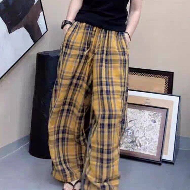 格子裤女裤宽松bf慵懒风休闲裤休闲裤