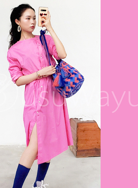 SUSUWAYUU 瓦尤手工编织包民族风水桶挎包波西米亚风流苏女包ins