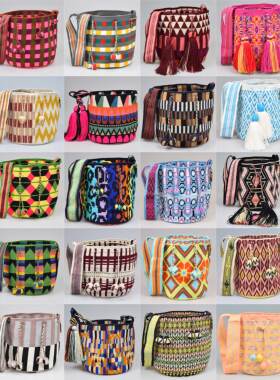 wayuu瓦尤包迷军绿彩款包手工编织包流苏春款女民族风波西米亚风