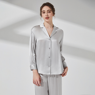 新款高品质秋季19姆米重磅100女款真丝家居服有机桑蚕丝套装外穿