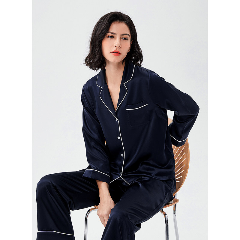 2024新款冬季22姆米重磅女款真丝家居服100%有机桑蚕丝套装高品质