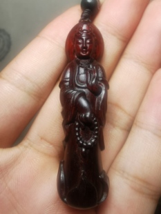 紫檀红木头精雕刻人物神像立体观音钥匙扣小吊坠手挂件文盘玩饰品