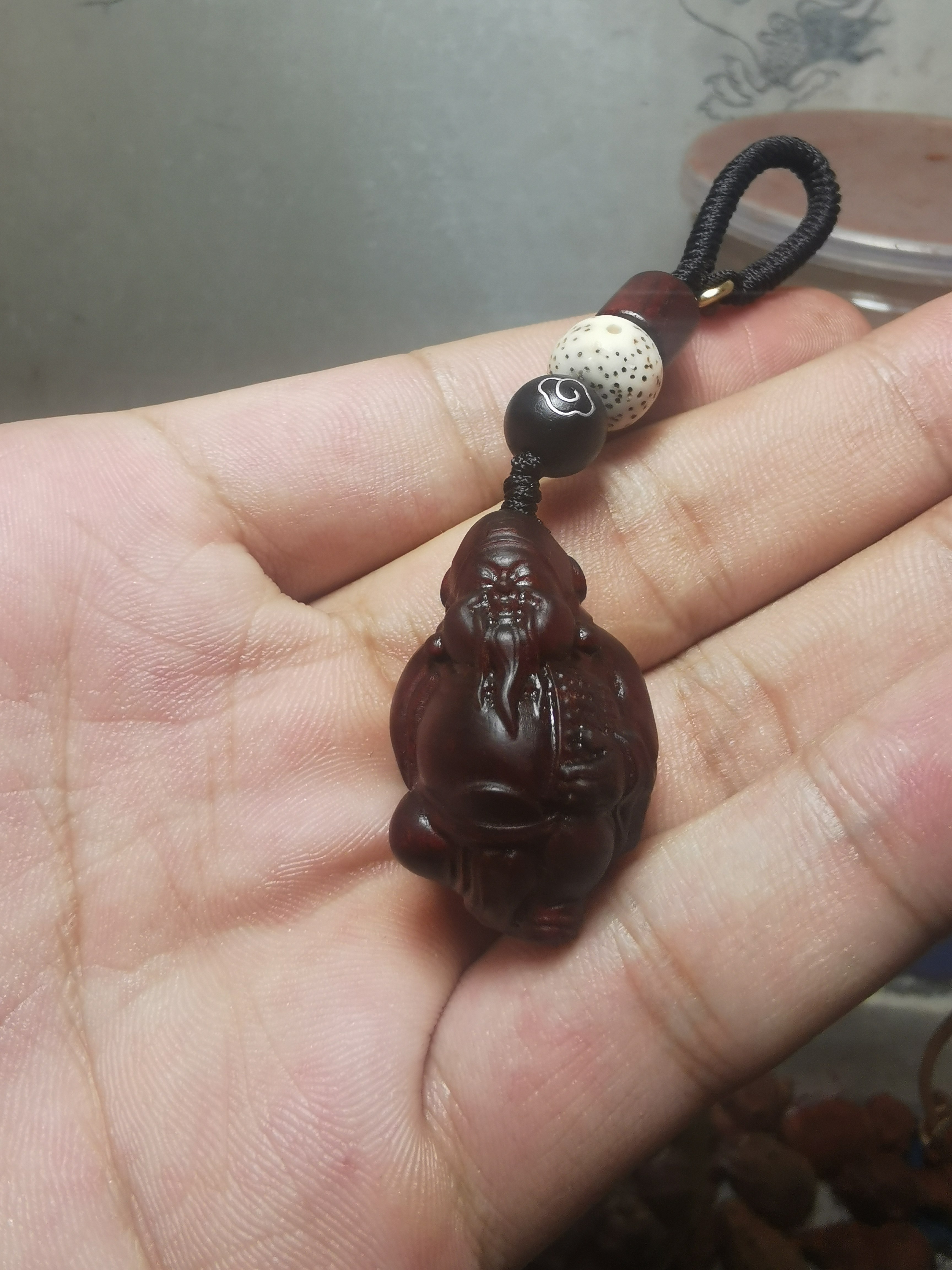 小店福利紫檀红木头精雕刻算盘财神车钥匙文盘玩吊坠手把挂件饰品