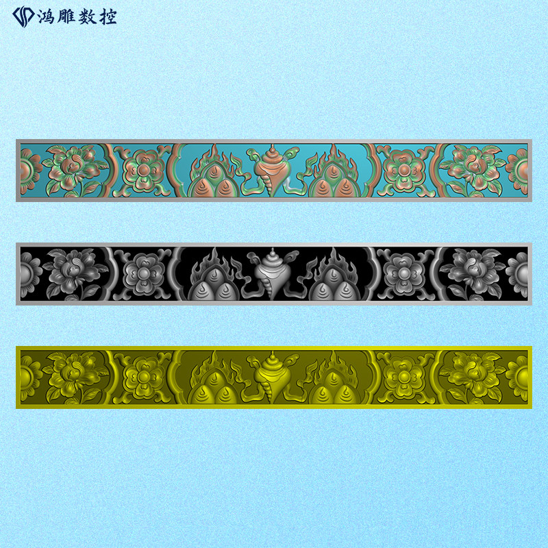 墓碑横梁石雕牡丹花洋花精雕图浮雕灰度