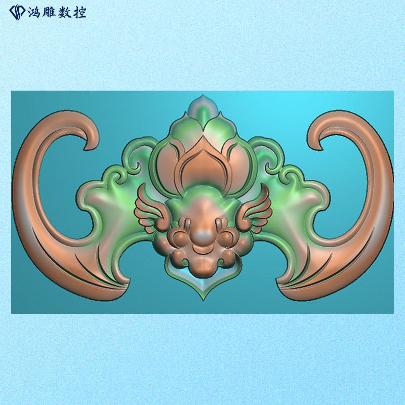 墓碑横梁石雕蝙蝠精雕图浮雕灰度