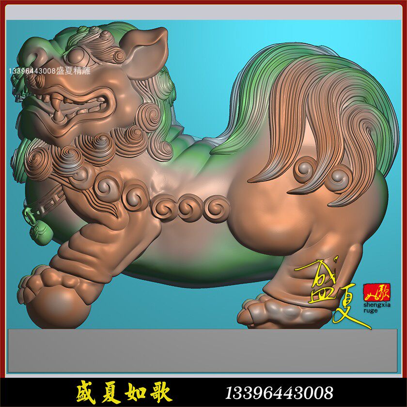 墓碑狮子耳朵精雕图动物浮雕石材雕刻灰度图精品抱鼓翘角