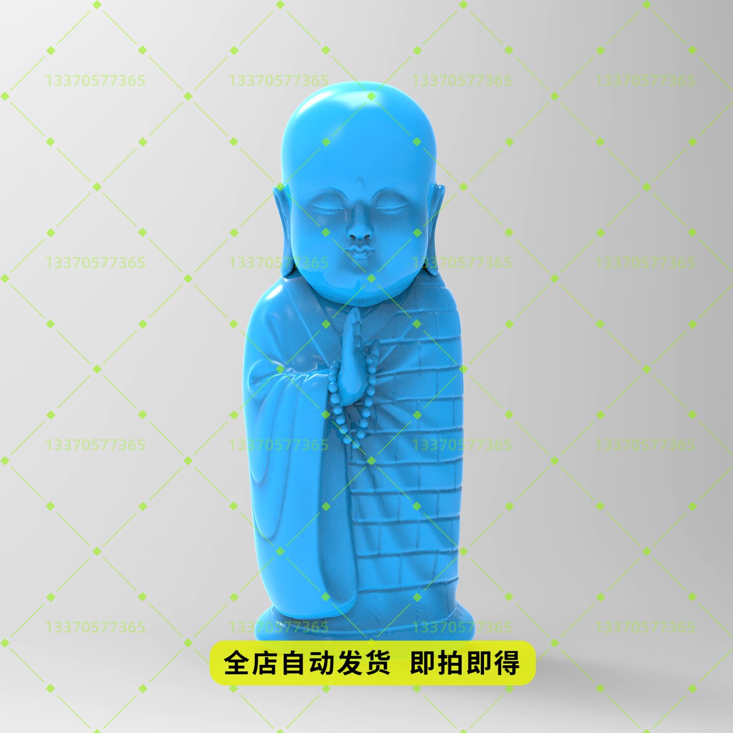 精品袈裟小和尚佛珠stl三维立体圆雕图3D打印模型精雕图