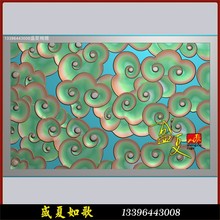 祥云精雕图云纹浮雕图金钱云朵满云镂空砖石材木雕灰度图新款精品