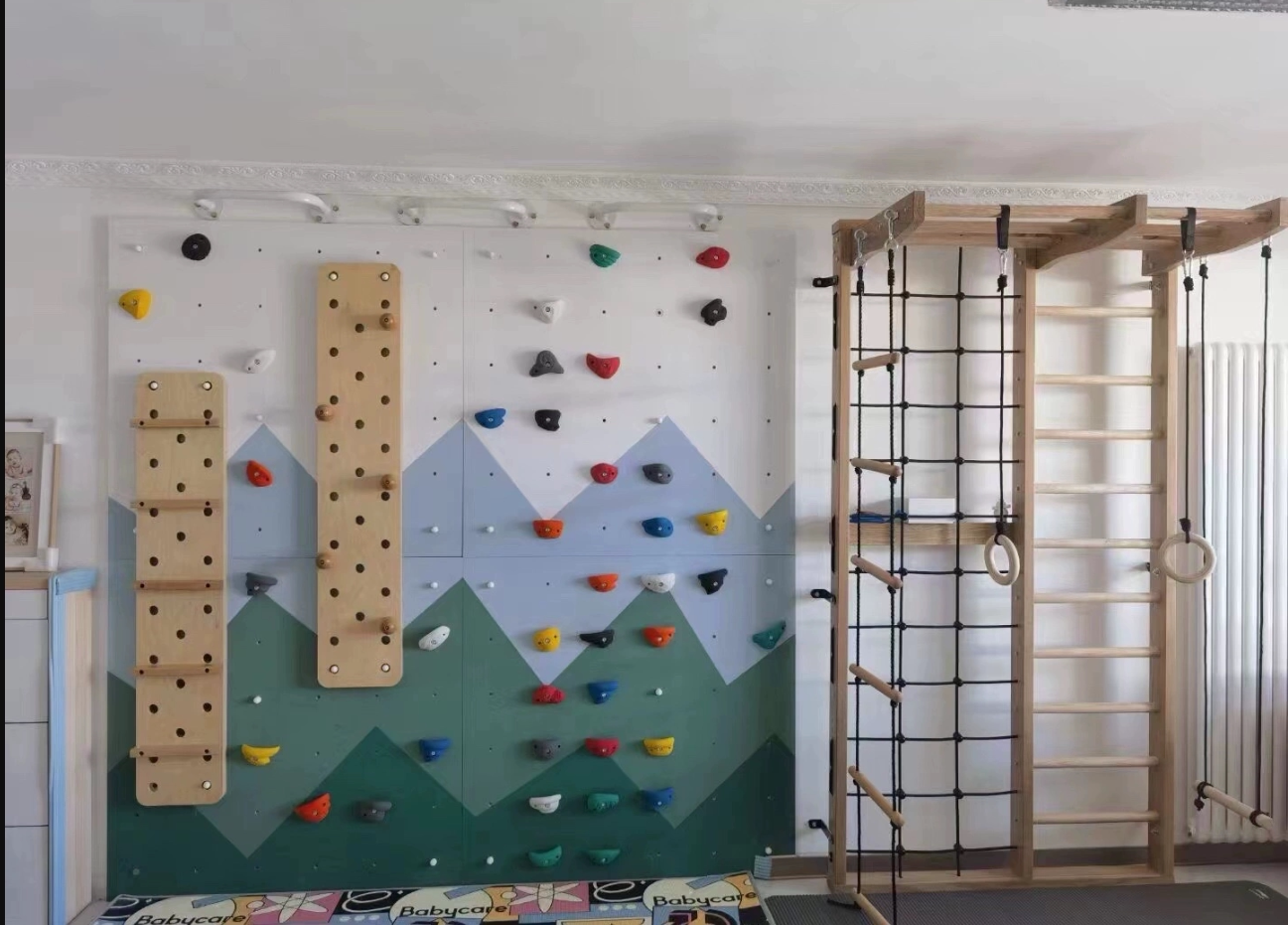 儿童室内攀爬墙攀岩墙儿童家用攀岩板游乐体能训练器材攀爬墙木制