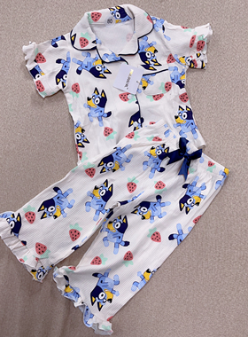 布鲁伊女童睡衣夏季薄款短袖套装小女孩2026新款可爱风儿童家居服