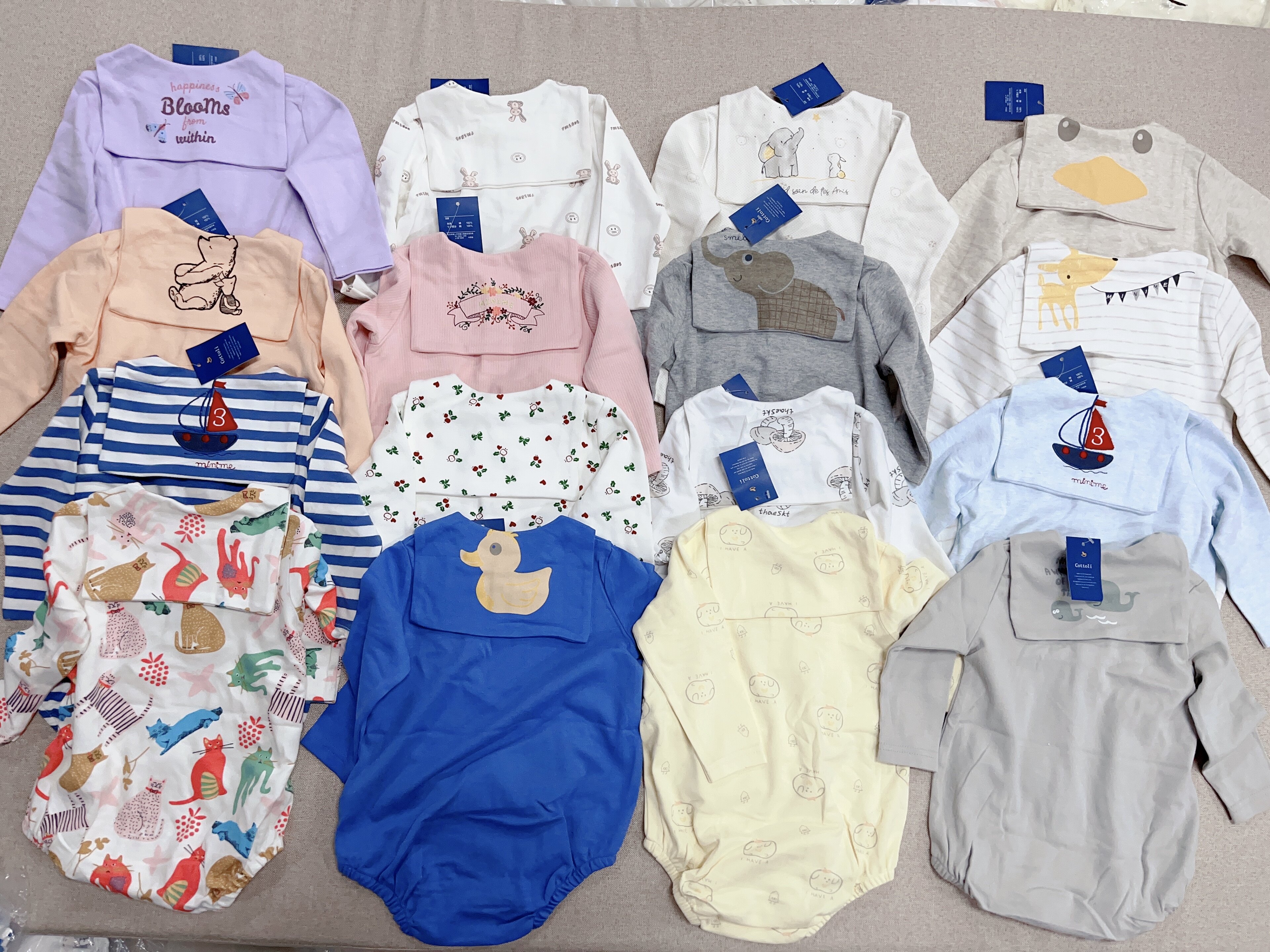 外贸原单出口婴幼儿女宝春夏季纯棉长袖短裤连身爬服男宝80-100码
