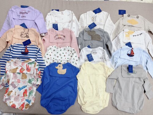 外贸原单出口婴幼儿女宝春夏季纯棉长袖短裤连身爬服男宝80-100码