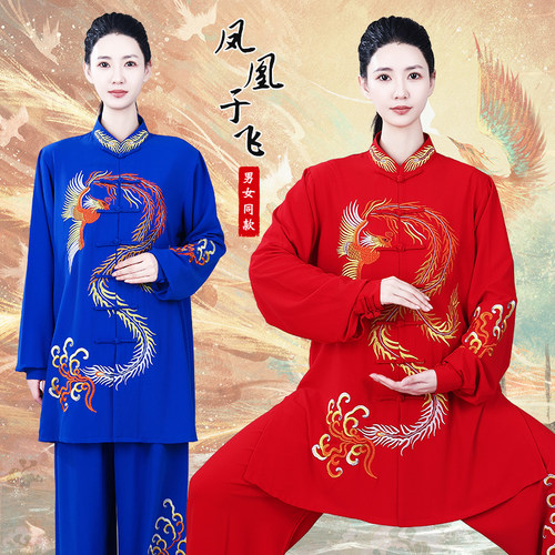 刺绣凤凰于飞服装弹力中长款侧兜