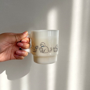 咖啡杯牛奶杯子马克杯简约精致情侣礼物玉色玻璃杯简约ins风早餐