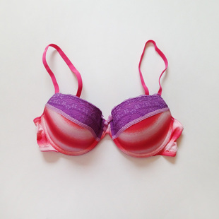 清仓特价 钢圈文胸75B 冥红渐变蕾丝边光滑薄罩杯内衣 捡漏