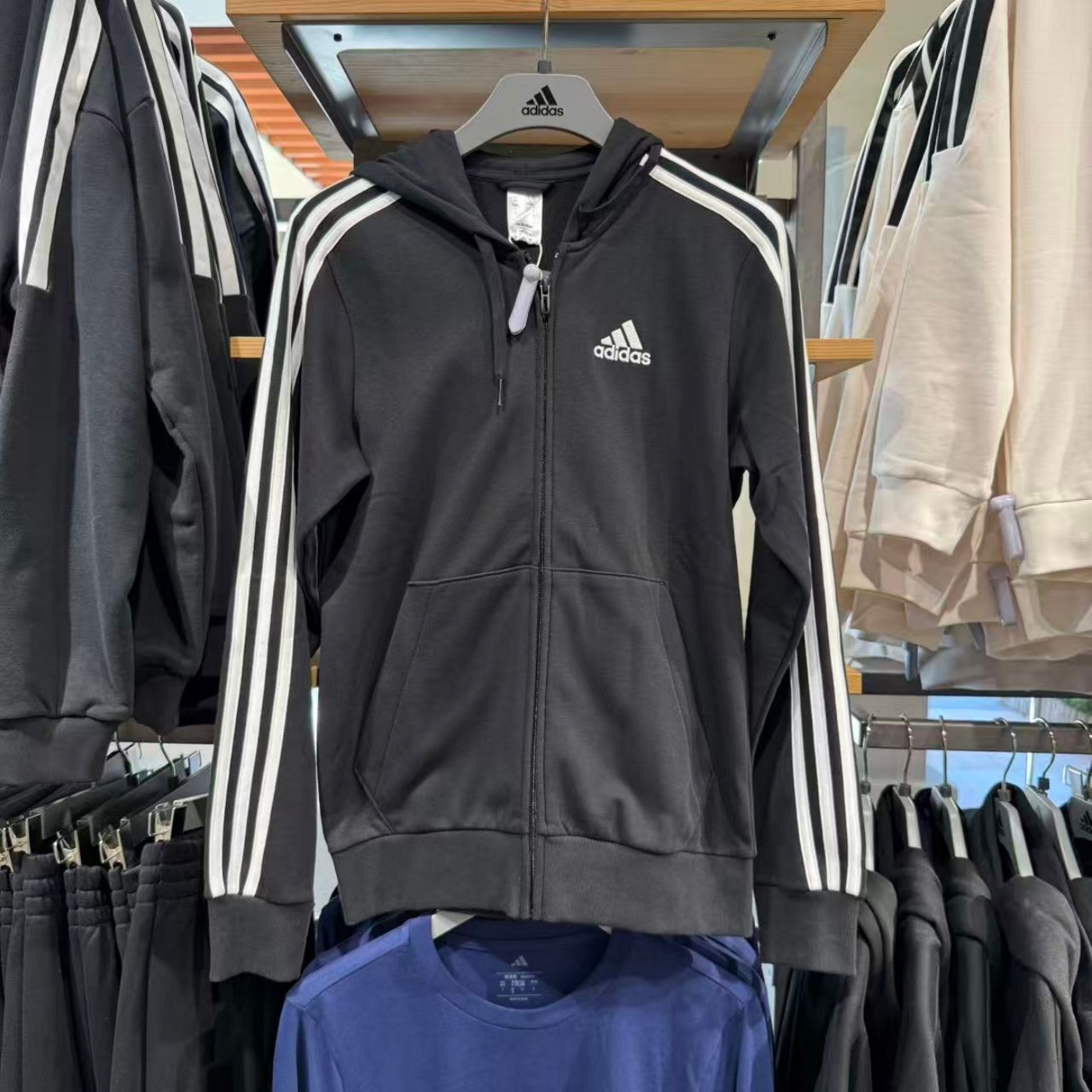 正品ADIDAS阿迪达斯男子拉链外套秋冬运动休闲连帽防风夹克GK9032