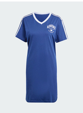 Adidas/阿迪达斯三叶草女士时尚透气休闲运动宽松V领连衣裙IT9853