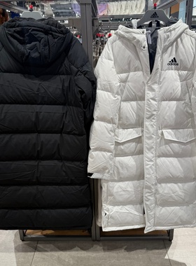 Adidas阿迪达斯男女25冬季新款保暖防寒长款羽绒服连帽外套KE5406
