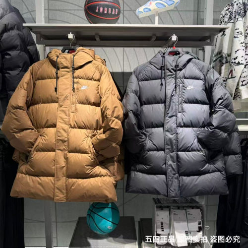 NIKE耐克男中长款羽绒服25冬新款宽松保暖防风连帽外套IB2974-010