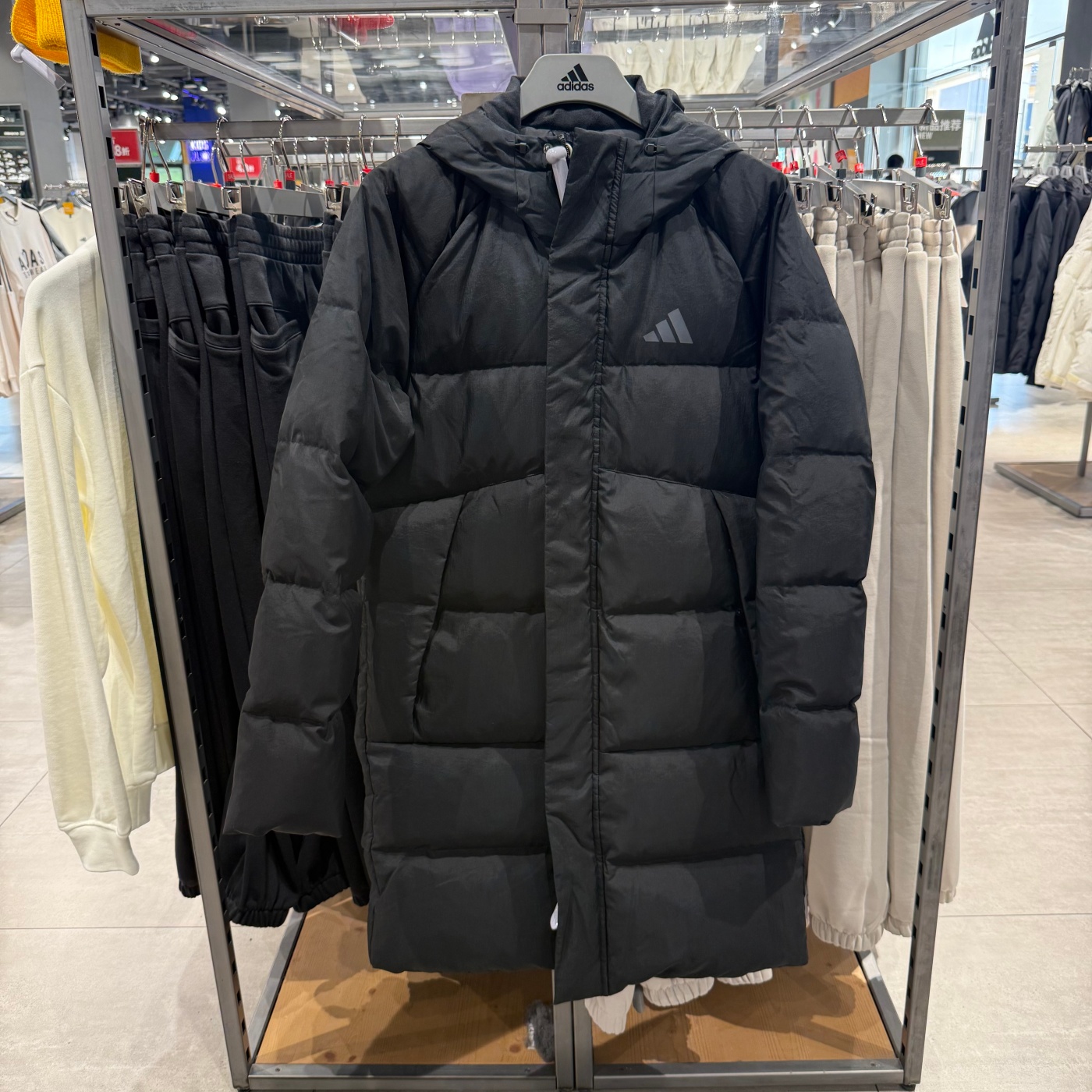 Adidas阿迪达斯男女同款冬季抗风保暖中长款羽绒服连帽外套KQ5514