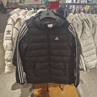 运动休闲保暖连帽羽绒服 正品 Adidas 阿迪达斯女子秋冬季 IK2376