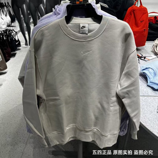 NIKE耐克女25秋冬新款卫衣刺绣小标加绒保暖简约套头衫FZ4271-104